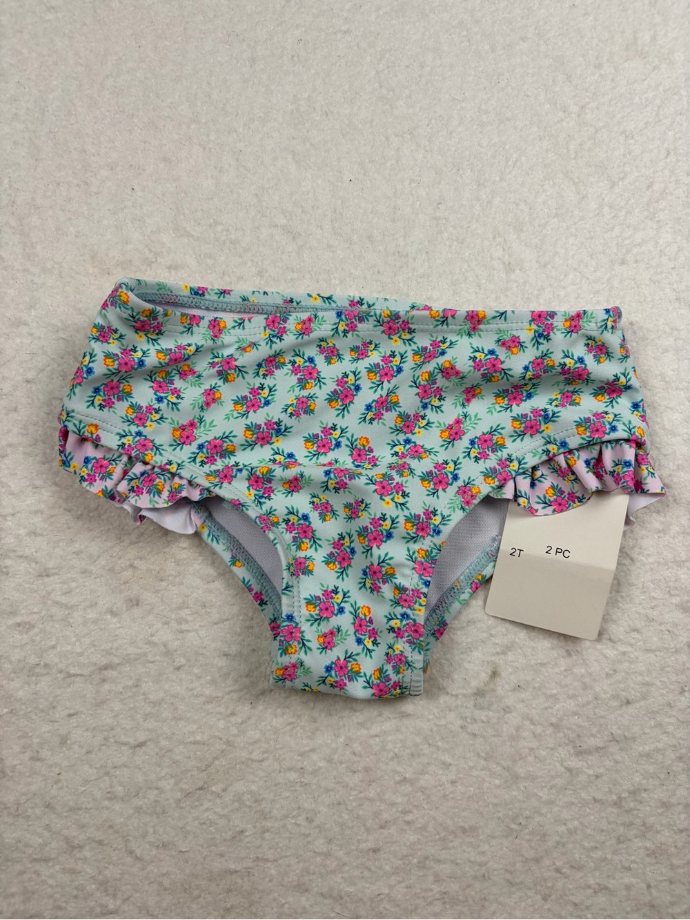 Andy & Evan Mint Floral Bikini Bottoms with Pink & Yellow Accents